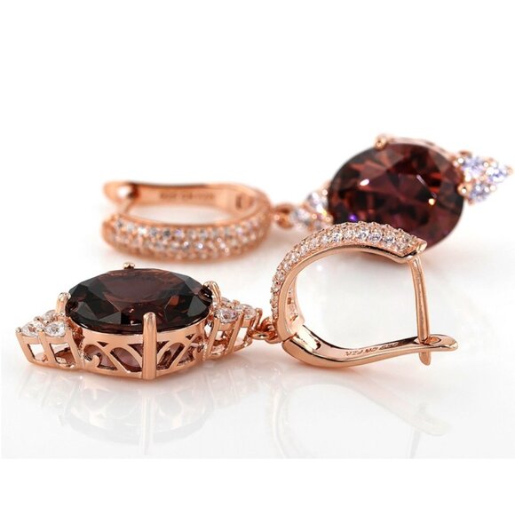 JTV Blush & White Cubic Zirconia 18K Rose Gold Over Sterling Silver Earrings - Picture 2 of 11